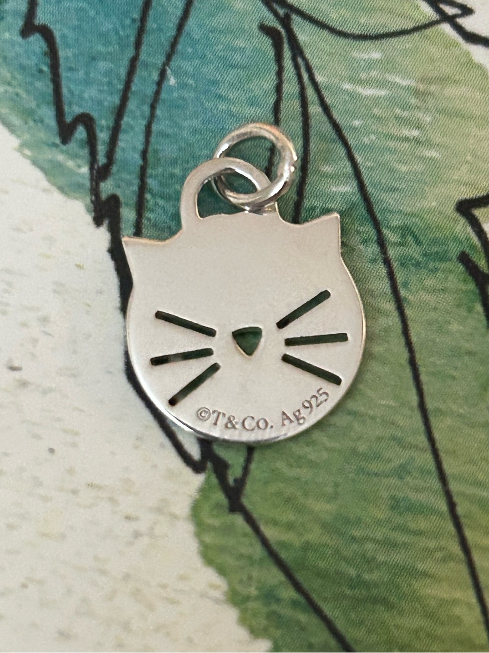 Tiffany & Co. Silver Cat Face Charm Pendant